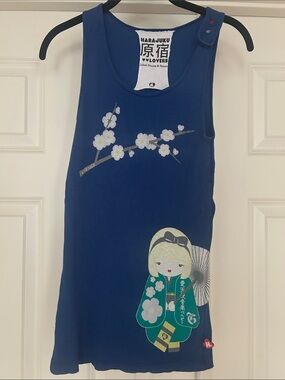 Harajuku Lovers Girls' Navy Floral Kokeshi Tank Top